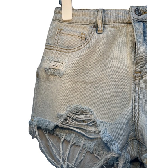 Pacsun Shorts Women's Size 25 High Rise Cut-Off Denim Distressed 5 Pockets Lt. B - Picture 2 of 9